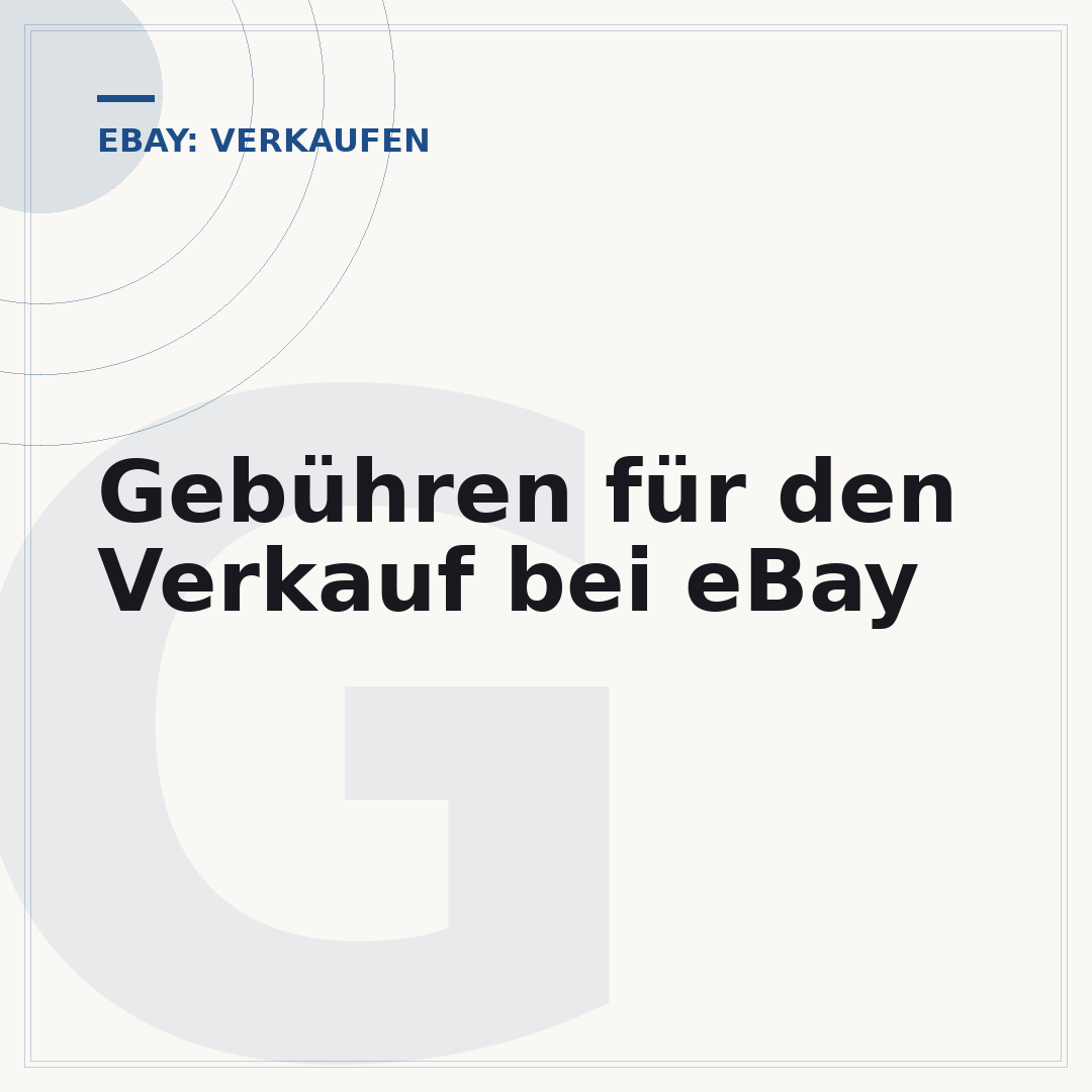 Gebühren für den Verkauf bei eBay